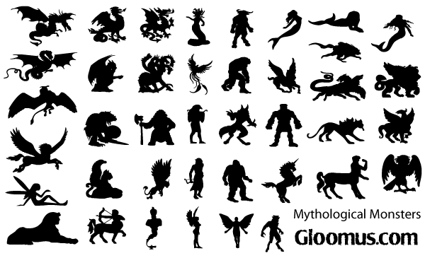 Free Mythological Monsters Vector Silhouettes