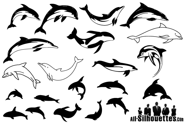 Swimming Dolphins Silhouettes Vector Image Free