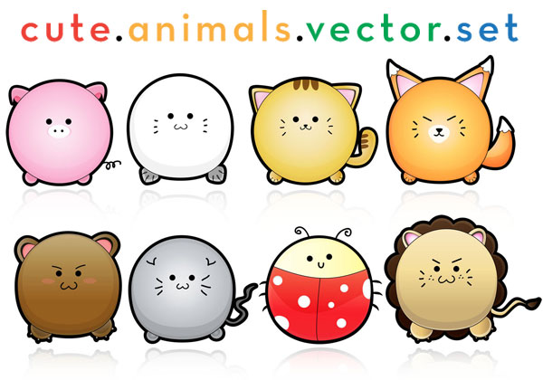 Cute Puffy Animals Free Vector Art