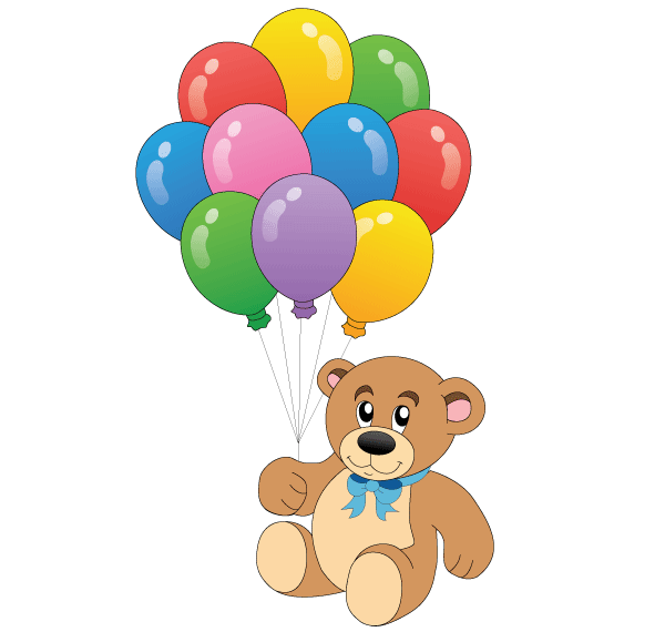 Cute Teddy Bear with Colorful Balloons Vector Art