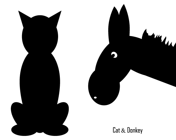 Cat and Donkey Silhouettes Vector
