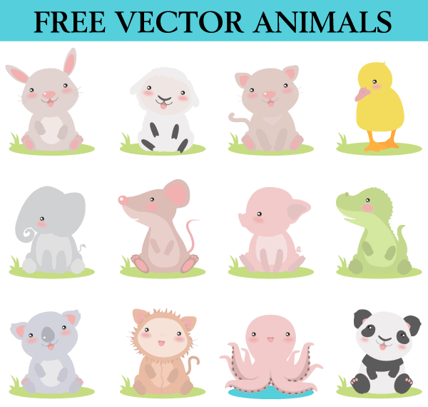 Cute Cartoon Animals Vector Art