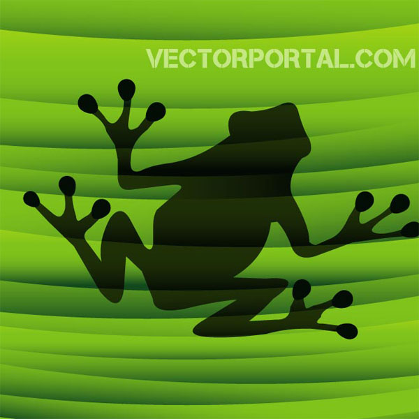 Vector Frog Silhouette on Green Background
