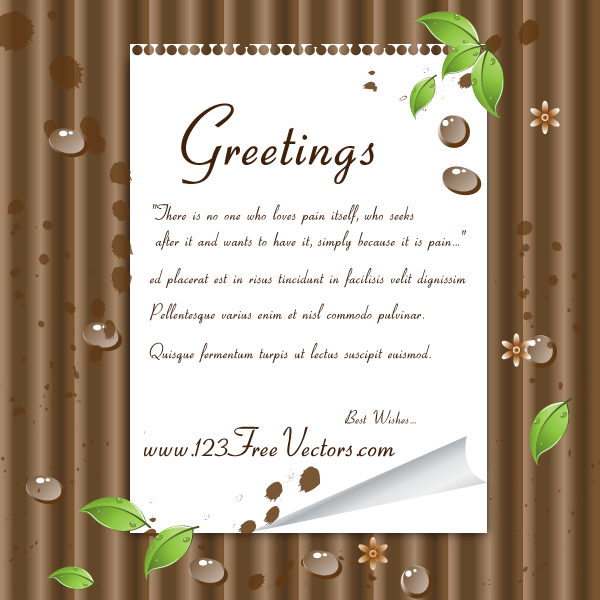 Green Leaves and Note Paper on Wooden Background