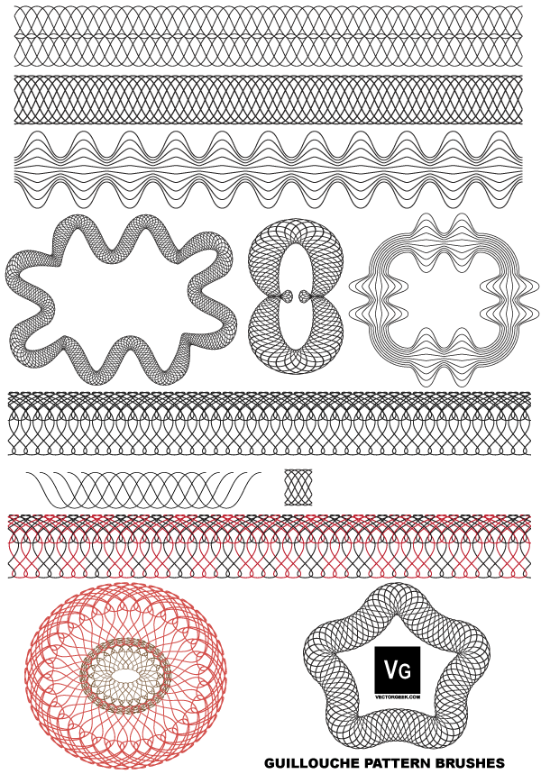Free Guilloche Patterns Illustrator Brushes