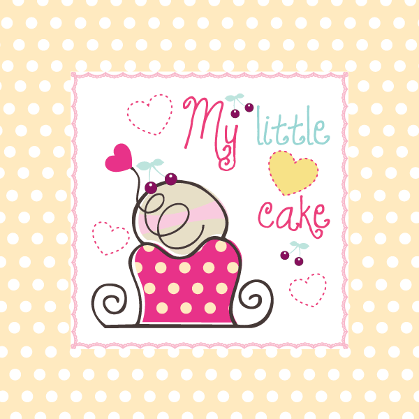 My Little Cake Birthday Card Vector