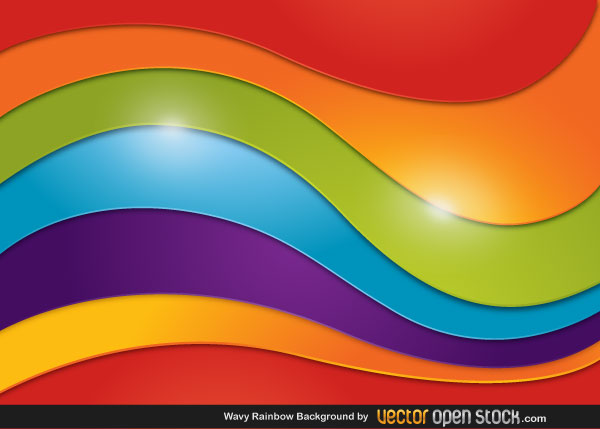 Vector Abstract Wavy Rainbow Background Design