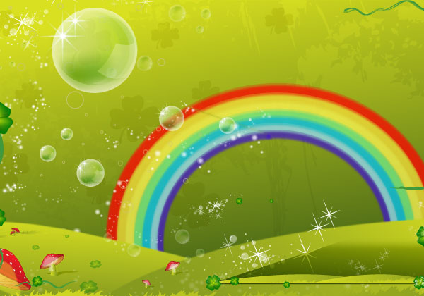 Vector Clover Leaf Rainbow Valley Background Design