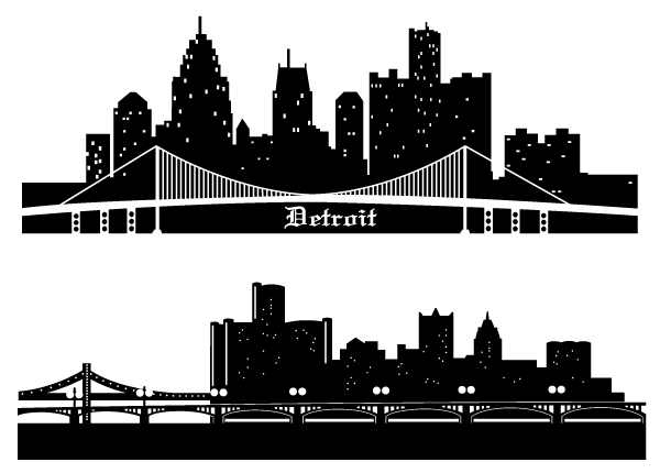 Detroit Skyline Silhouettes Free Vector