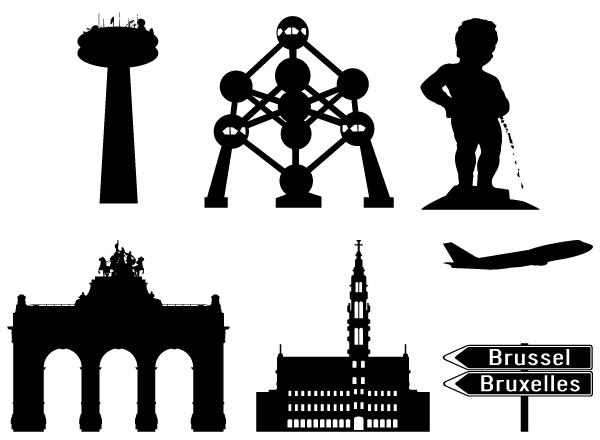 Brussels in Silhouettes Vector