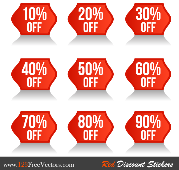 Red Discount Stickers Vector Free