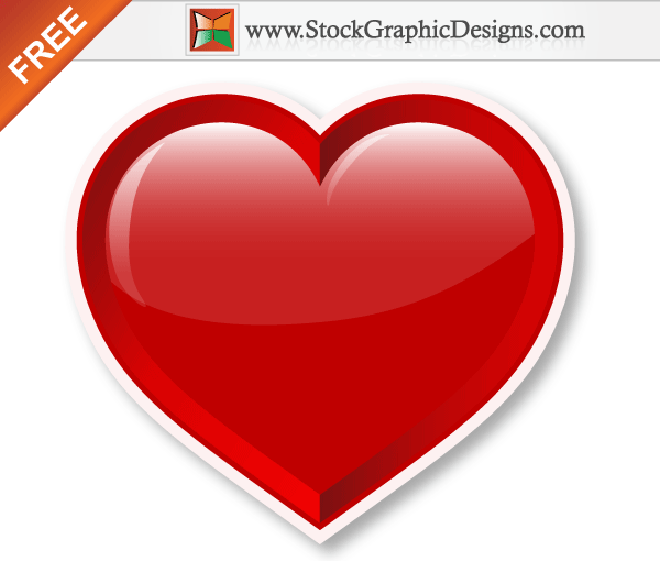 Lovely Red Shiny Valentine’s Heart Free Vector Illustration