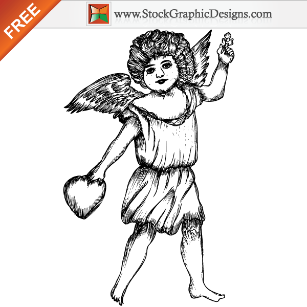 Cute Cupid Angel Free Vector Illustration