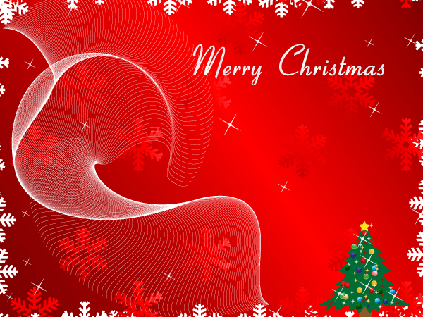 Merry Christmas Greeting Card on Red Background Vector