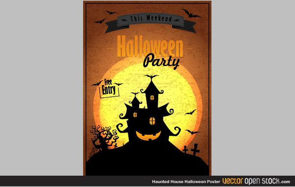 Haunted House Halloween Poster Vector Image