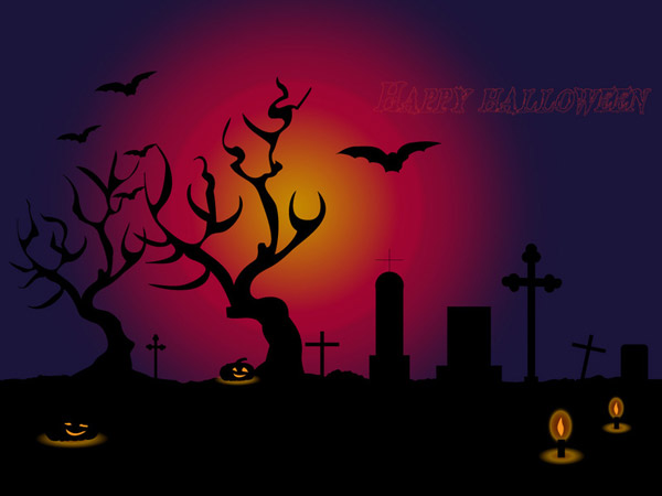 Halloween Cemetery Background with Tombs Vector Image