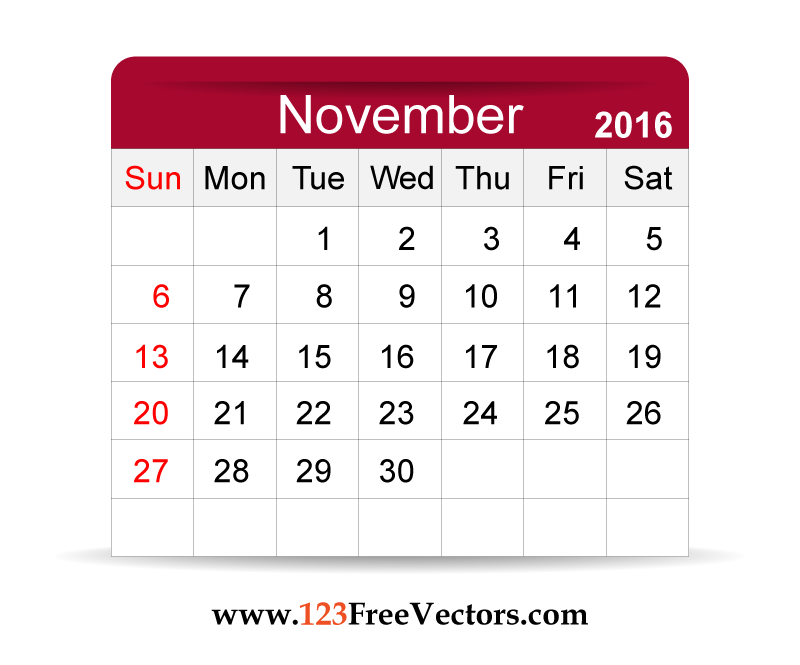 Free Vector 2016 Calendar November