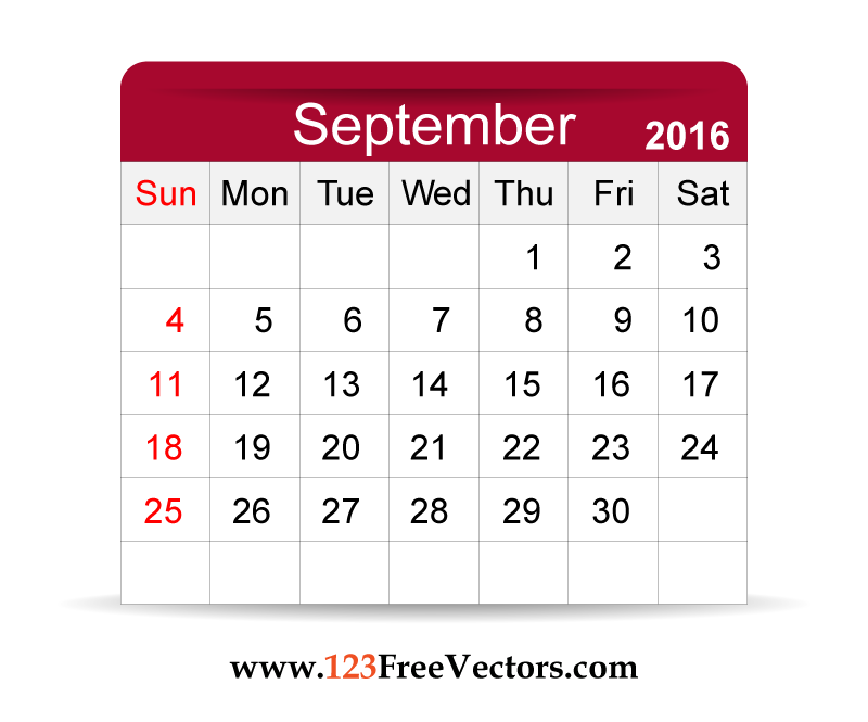 Free Vector 2016 Calendar September