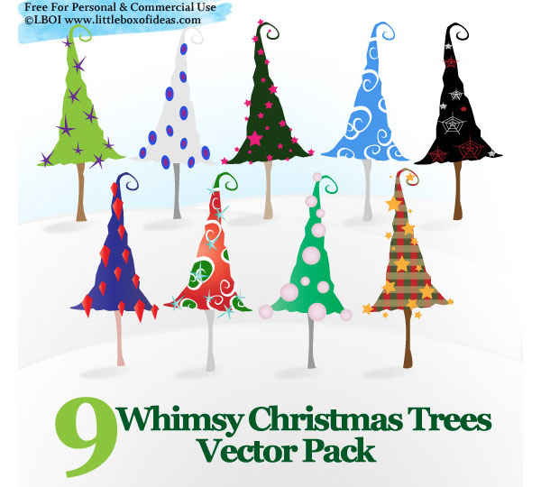 Vector Whimsy Christmas Trees