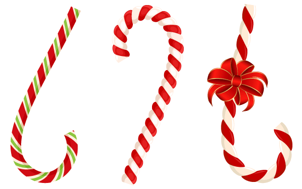 Vector Christmas Candy Cane with Red Bow