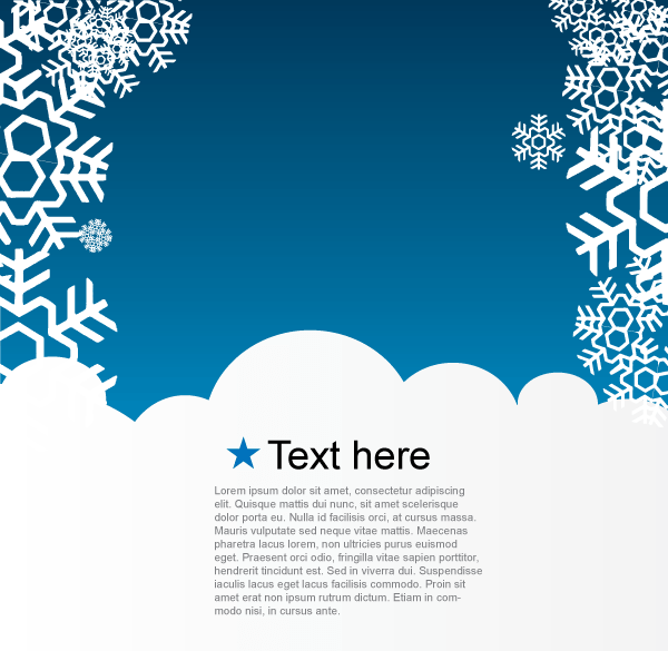Christmas Greeting Card with Snowflakes on Blue Background