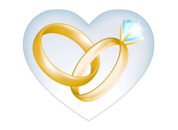 Wedding Golden Rings in Heart Vector Art