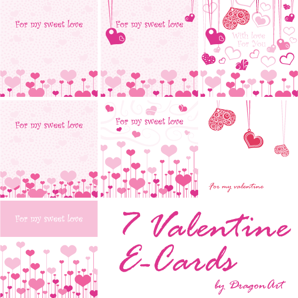 Valentine’s Day Greeting Cards Vector Set