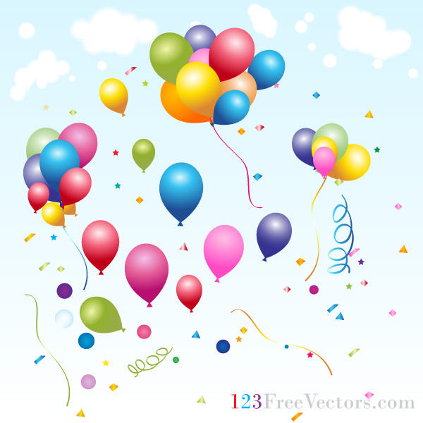 Vector Holiday Background with Festive Balloons