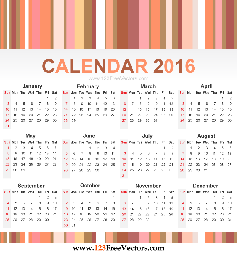 Calendar 2016 Vector