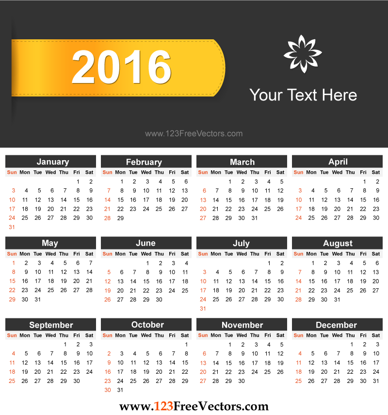 Free Download 2016 Calendar