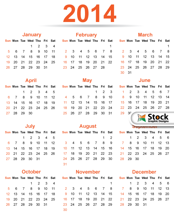 2014 Calendar Template Vector Free