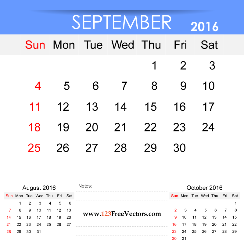 September 2016 Calendar Printable