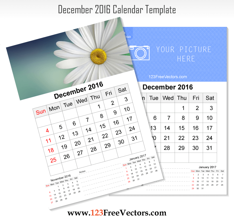 Wall Calendar December 2016