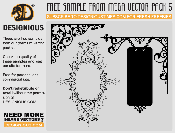 Vector Flowers and Wrought Iron Signboard Designs