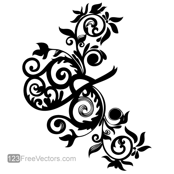 Hand Drawn Swirl Floral Vector Image