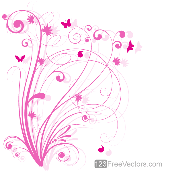 Vector Floral Design 5 – Pink Floral Background