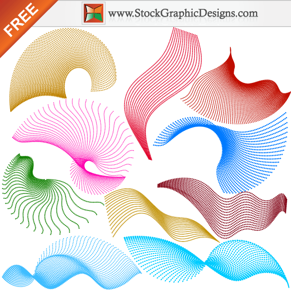 Colourful Flowing Curves With Shapes Free Vector Elements