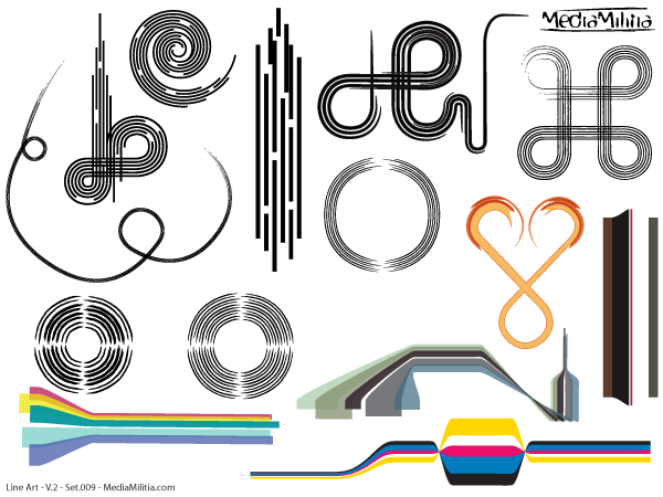 Line Art Design Elements Vector Set-9
