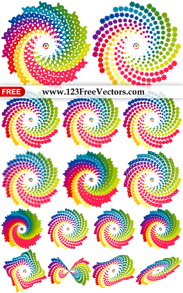 Colorful Rainbow Swirl Design Elements Vector Pack