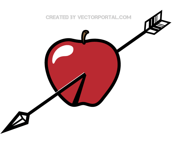 Arrow Through Red Apple Vector Image
