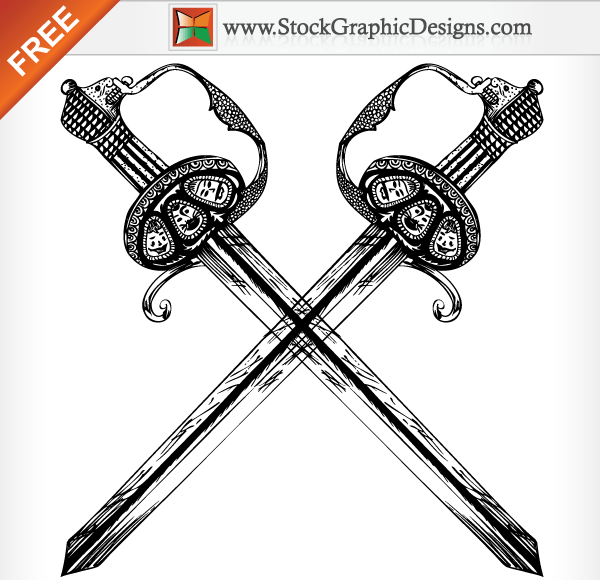 Hand Drawn Heraldic Sword Free Vector Illustration