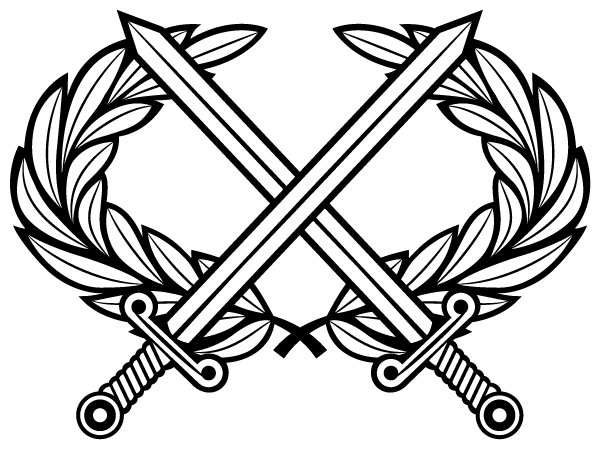 Vector Heraldic Cross Swords with Laurel Wreath