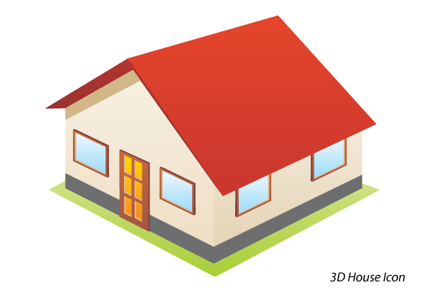 3D House Icon Free Vector