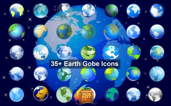 Earth Globe Icons Free Vector Set