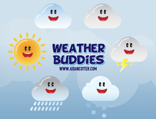 Cute Weather Icons Vector