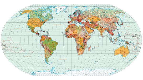Free Vector World Map with Countries Names