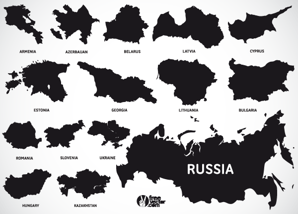 Europe Map Vectors of European and Eurasian Countries