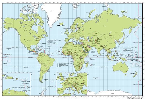 Vector World map with Capitals Free Download