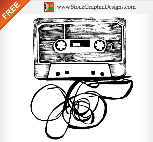 Hand Drawn Audio Cassette Free Vector