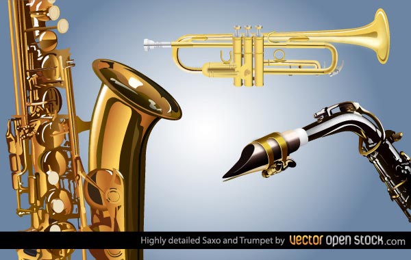 Saxophone and Trumpet Free Vector